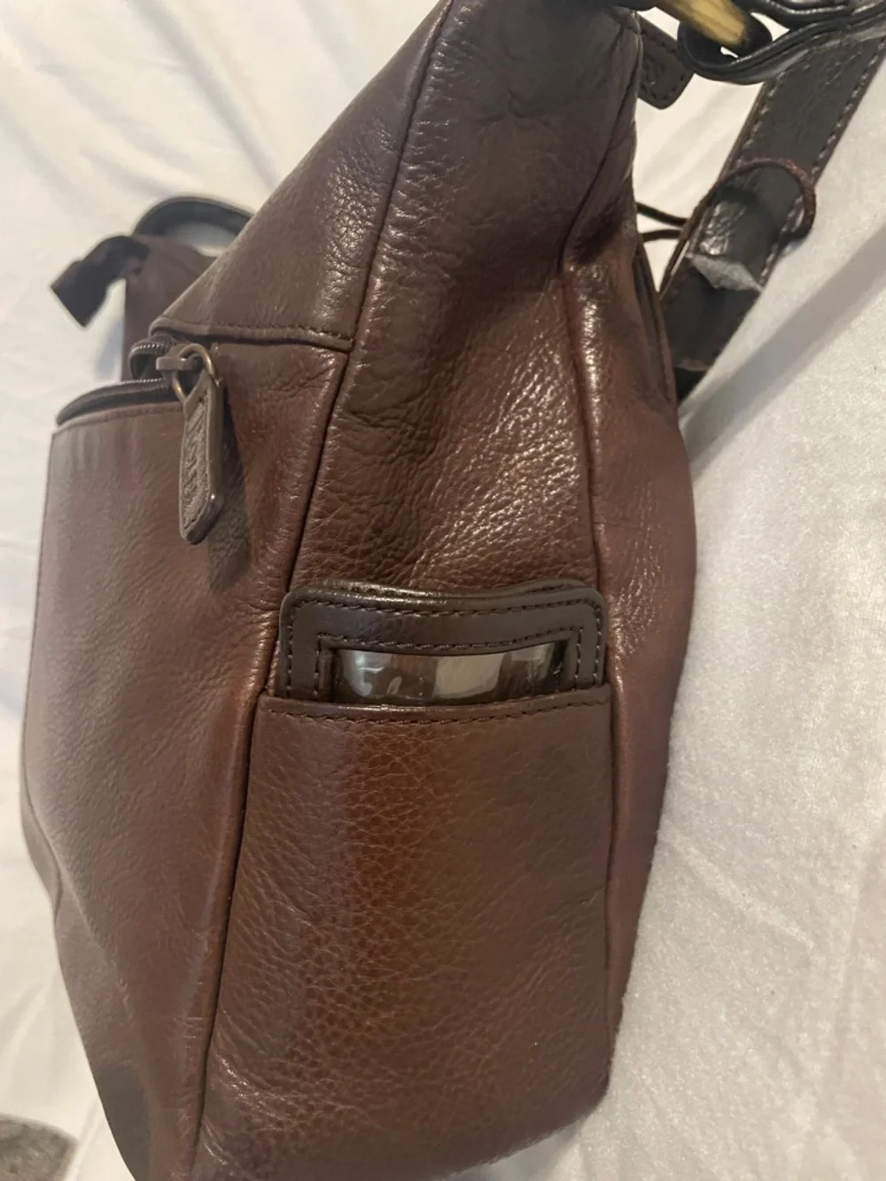 Rolfs Brown Leather Messenger Bag with Adjustable Strap